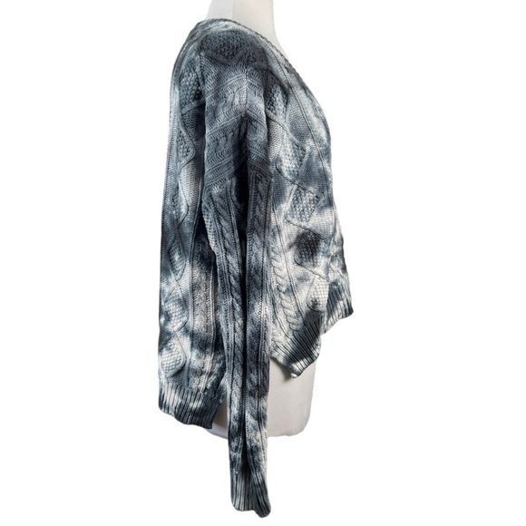Anthropologie Pilcro Joni Cable-Knit Sweater Tie Dye Wash Slouchy Cotton V-Neck - Picture 4 of 7